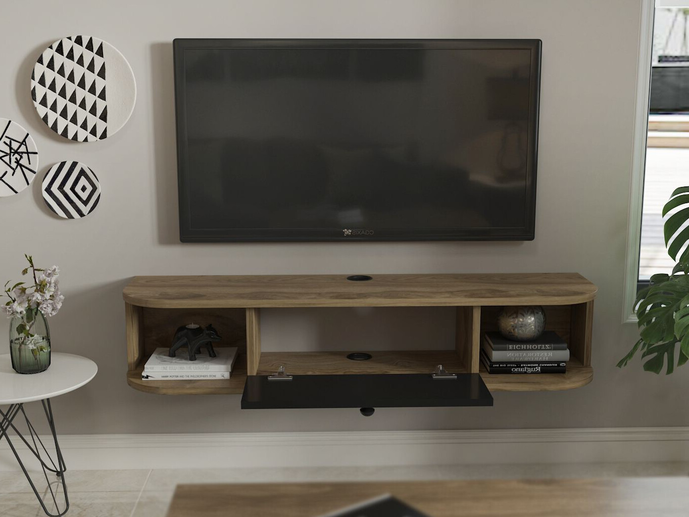 TV stand Asheboro 212 (Black + Light oak)