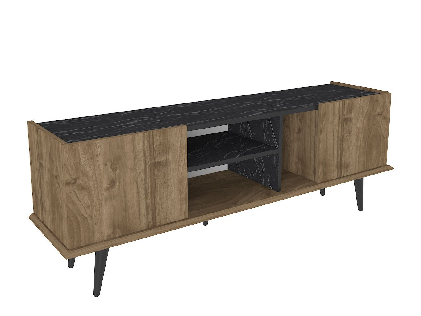 TV stand Asheboro 214 (Walnut + Black marble)