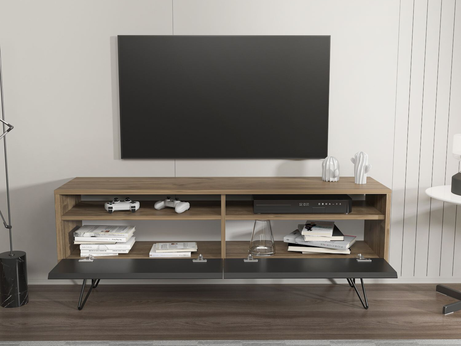 TV stand Asheboro 215 (Black + Walnut)