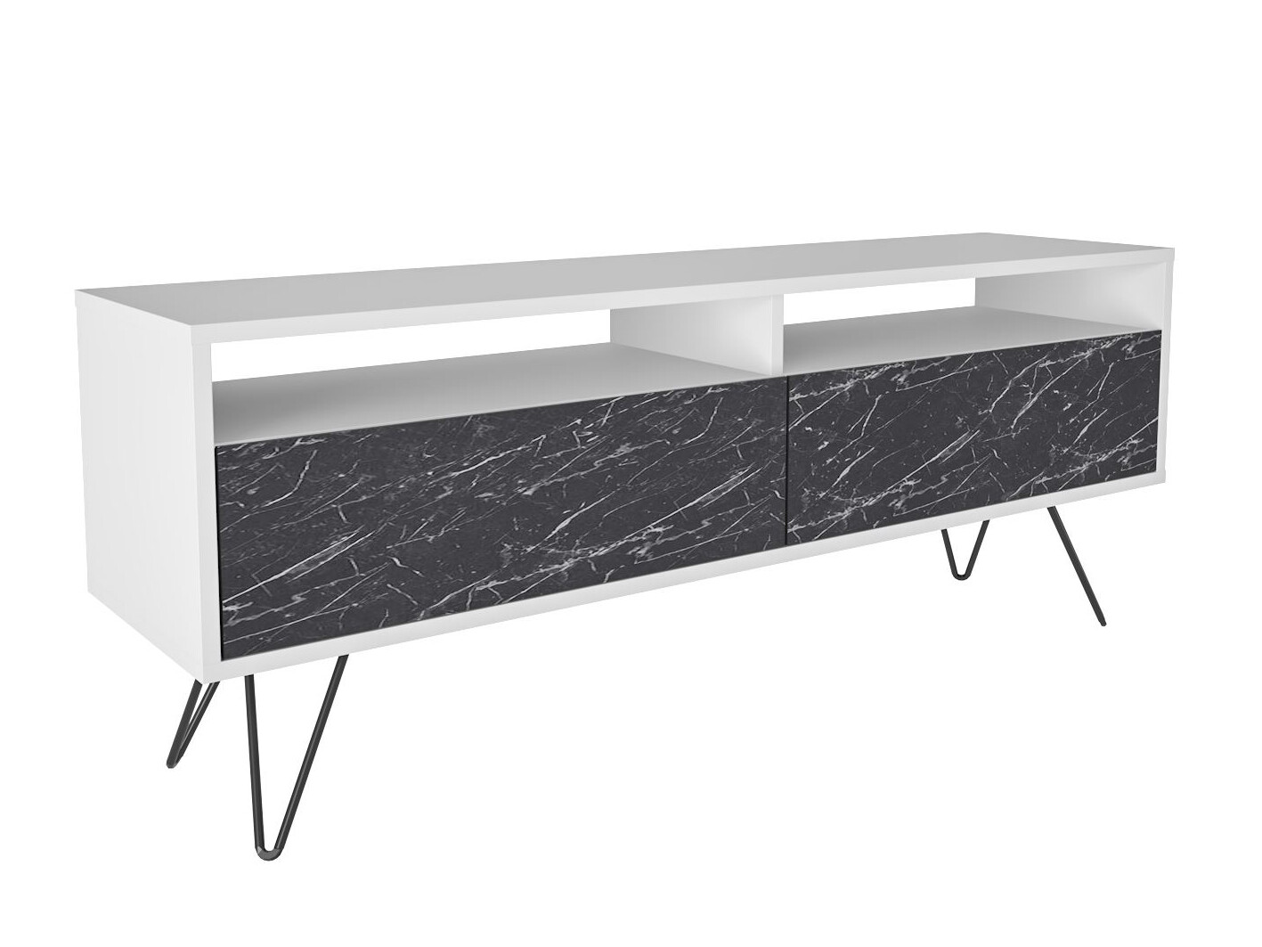 TV stand Asheboro 215 (White + Black marble)