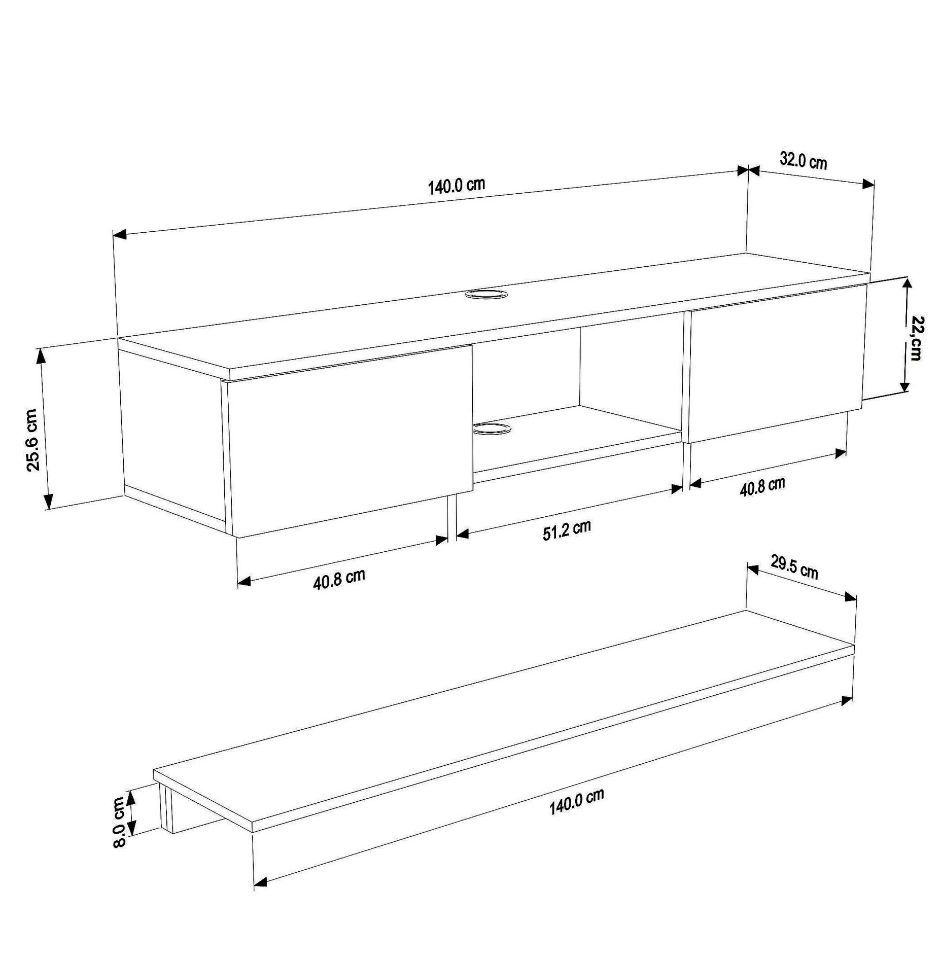 TV stand Asheboro 213 (Black marble)