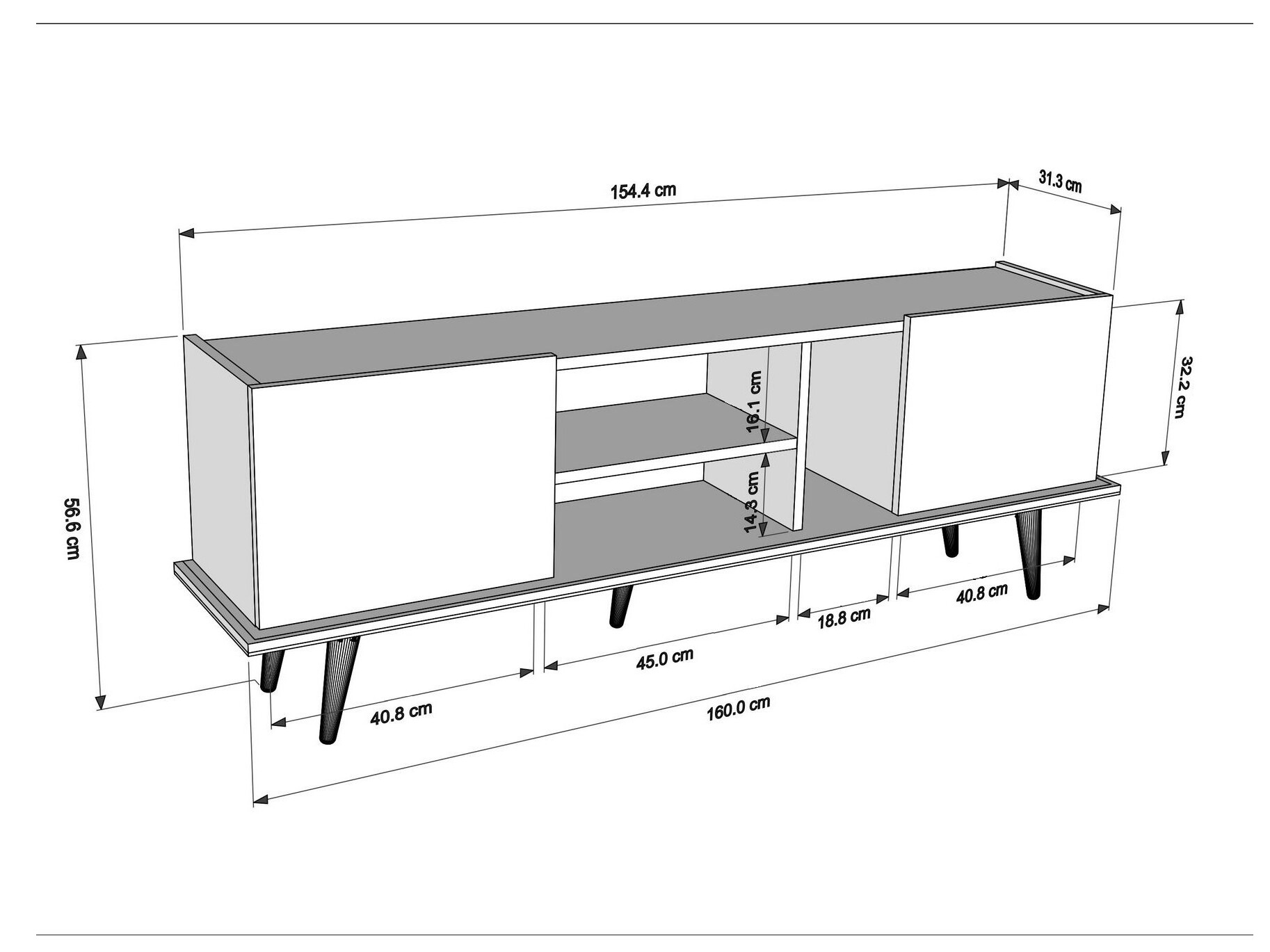 TV stand Asheboro 214 (Green + Rattan pattern)