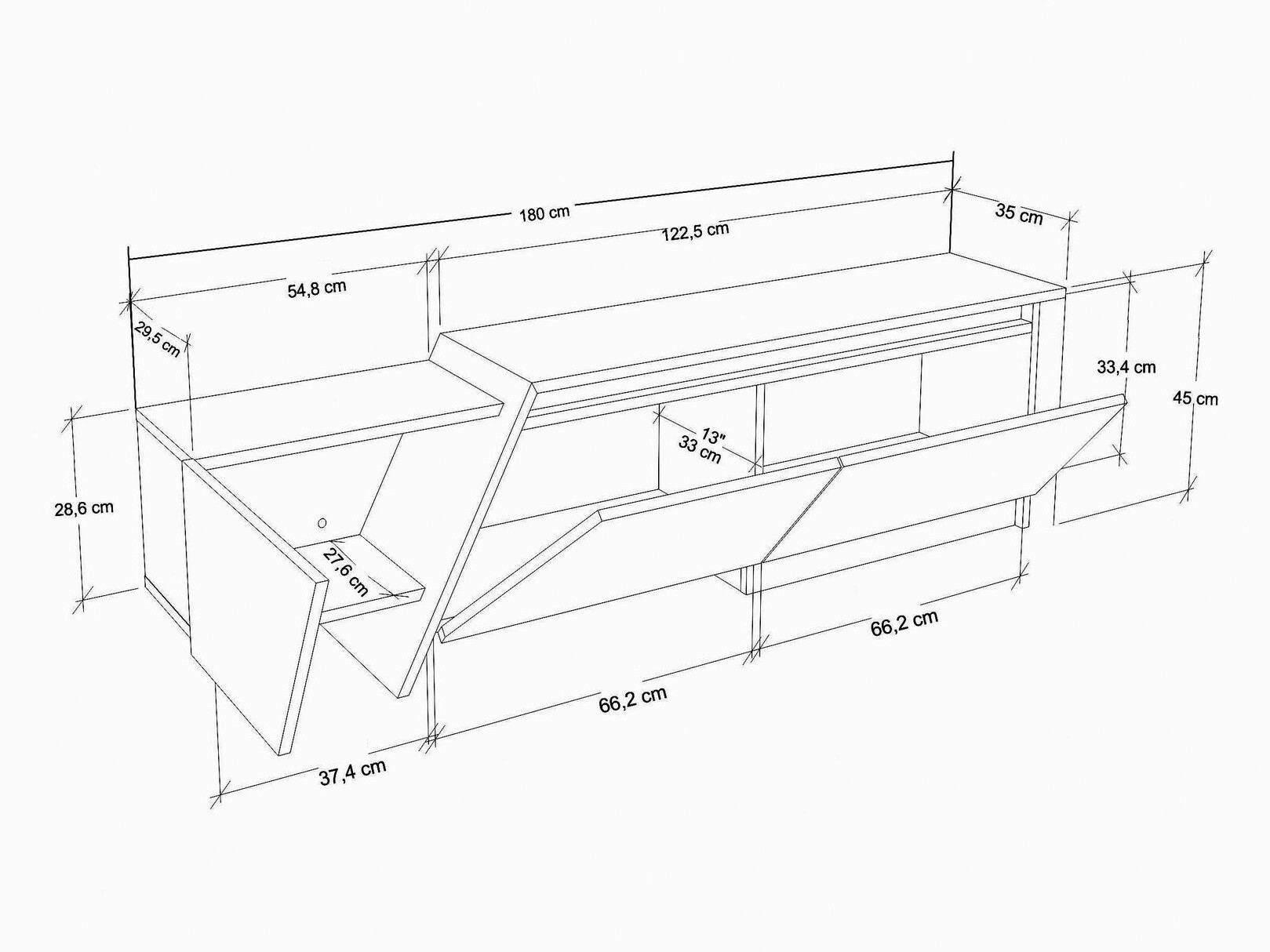 TV stand Asheboro 219 (White + Black marble)