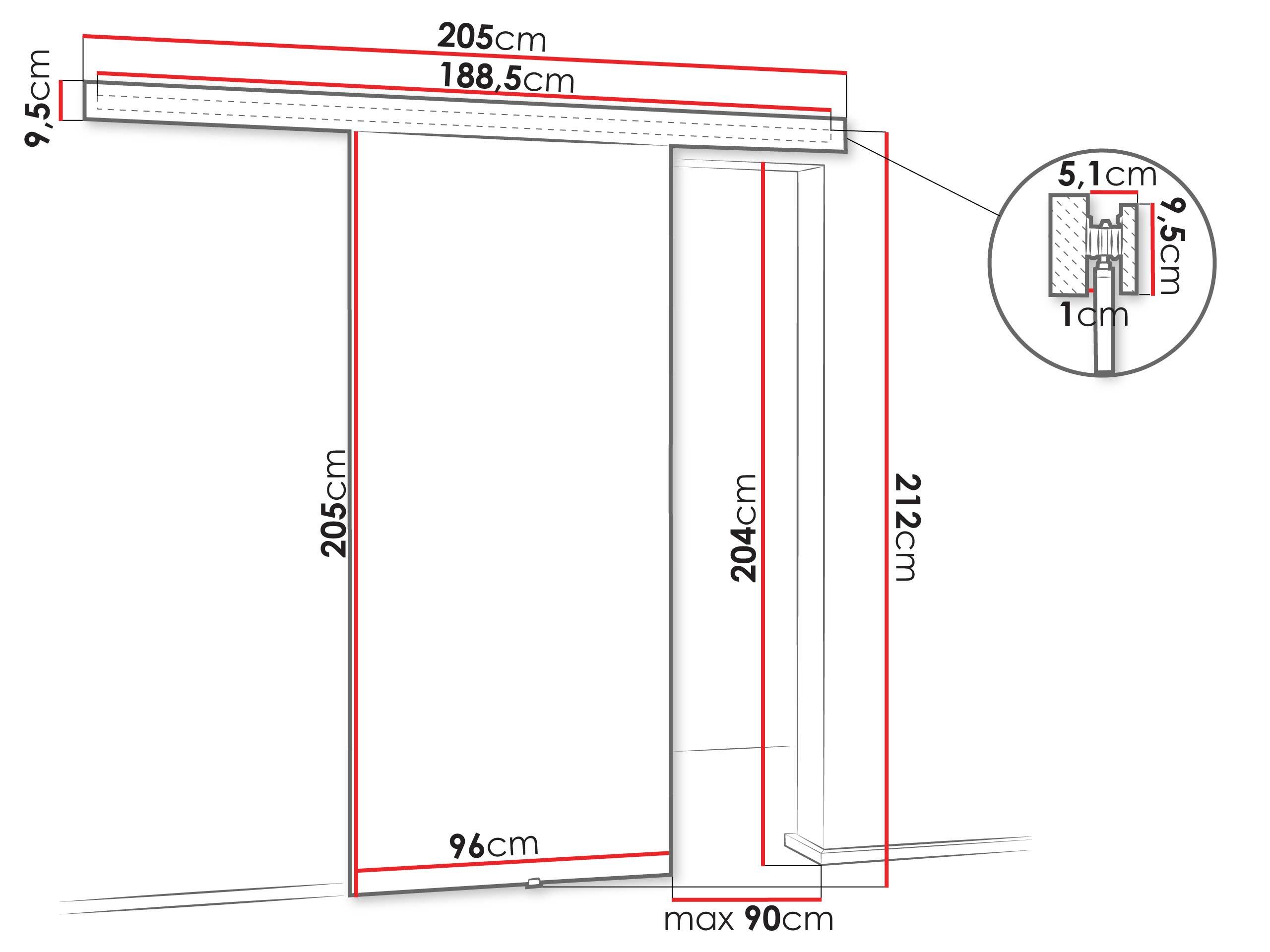 Sliding door Dover 203 (Sonoma oak + Black)