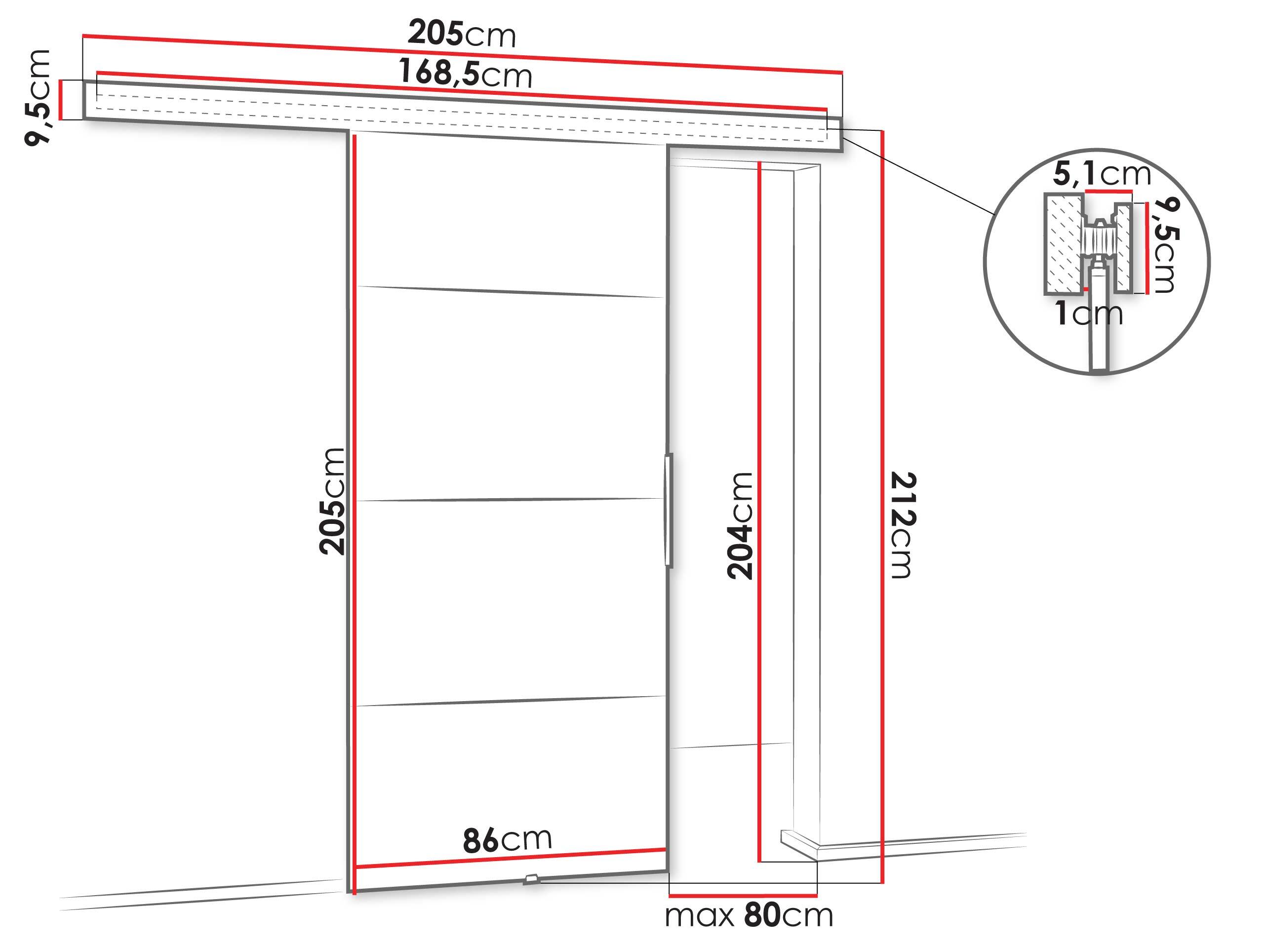 Sliding door Dover 144 (Anthracite)