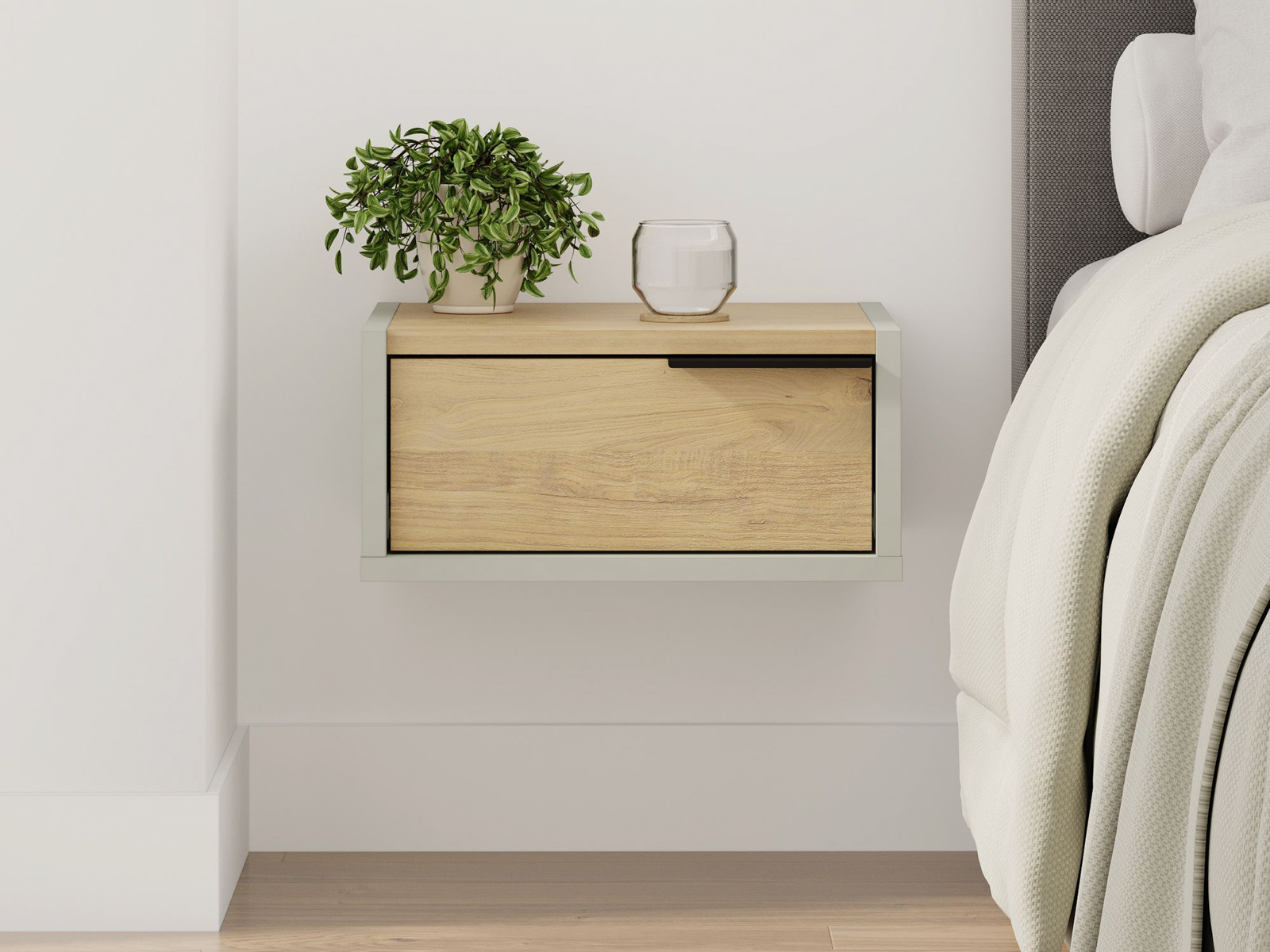 Bedside table Kailua 2802 (Oak + Green)