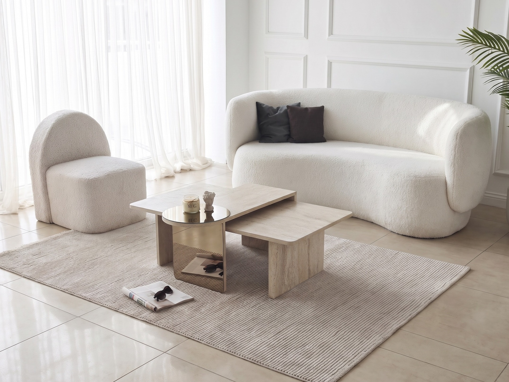 Nest of coffee tables Kailua 2822 (Light travertine)