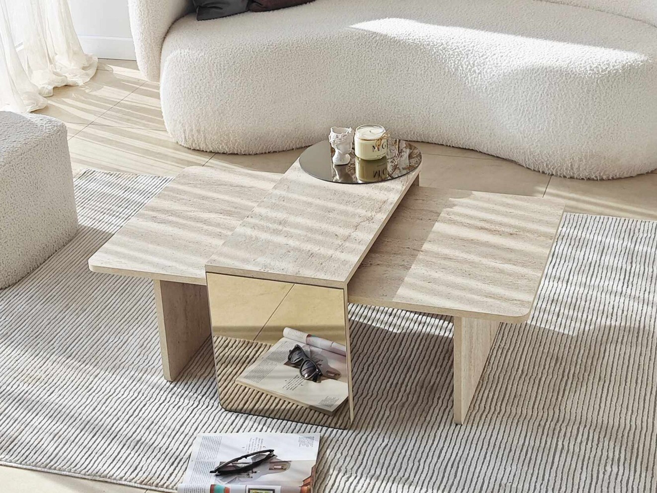 Nest of coffee tables Kailua 2822 (Light travertine)