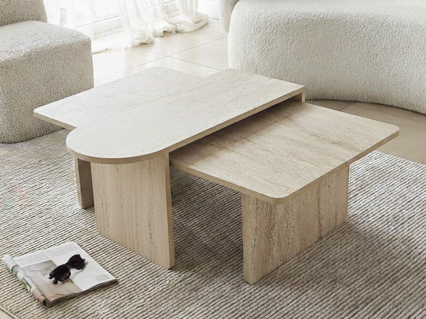 Nest of coffee tables Kailua 2824 (Light travertine)