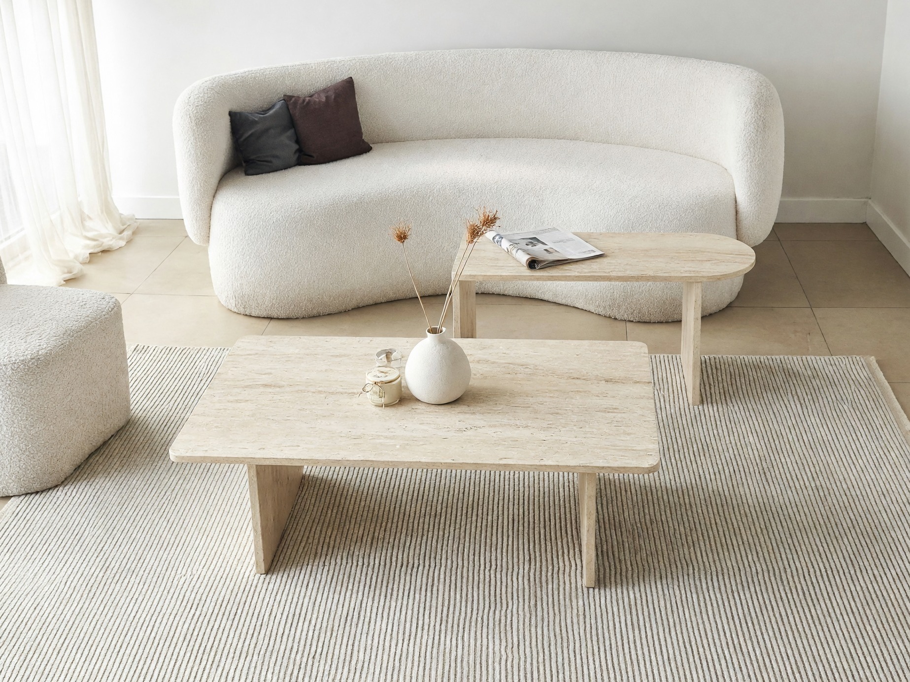 Nest of coffee tables Kailua 2824 (Light travertine)