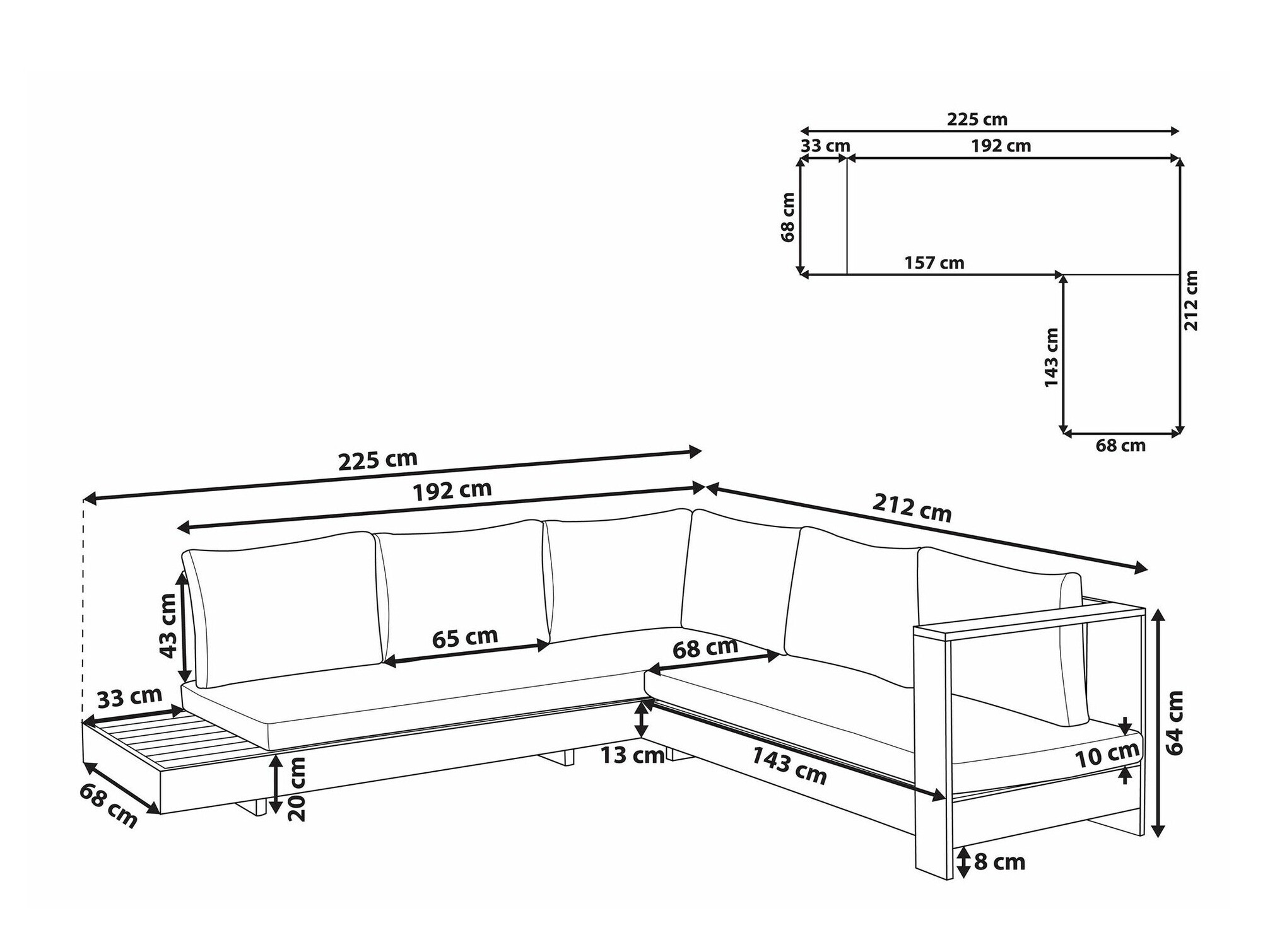 Outdoor sofa Berwyn 2548 (White + Light wood)