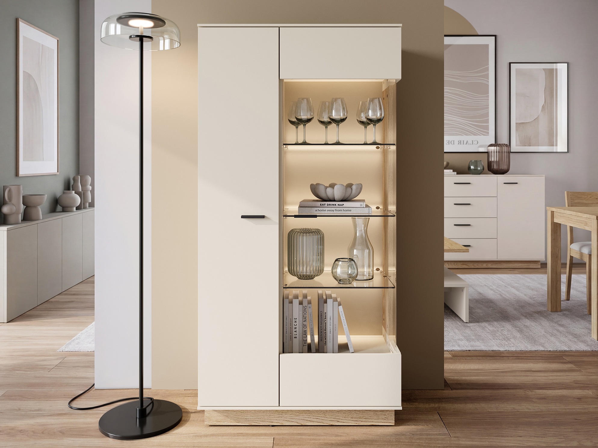 Bookcase Avicoro 103 (Sonoma oak + Cashmere)