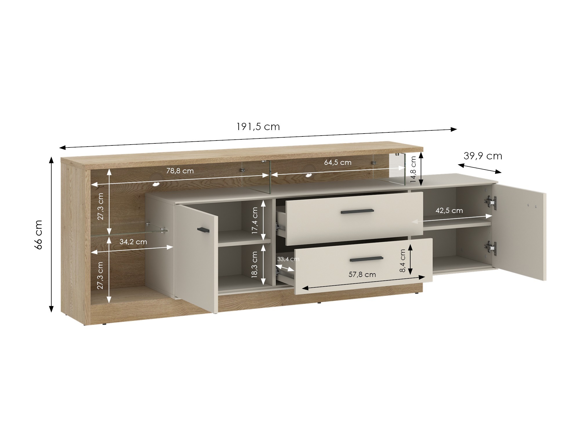 TV stand Avicoro 106 (Sonoma oak + Cashmere)