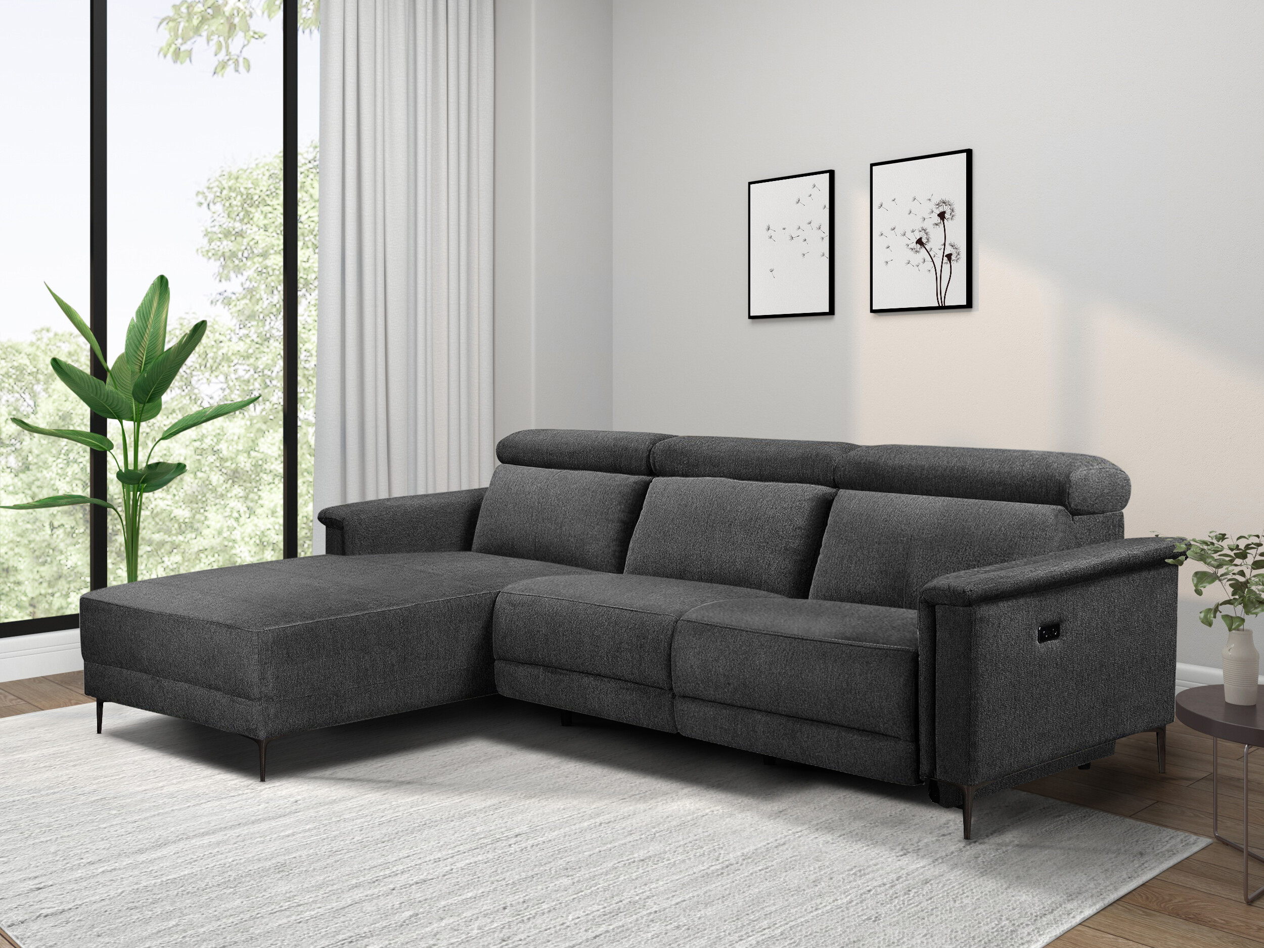 Corner sofa recliner Evamare 105 (Anthracite)