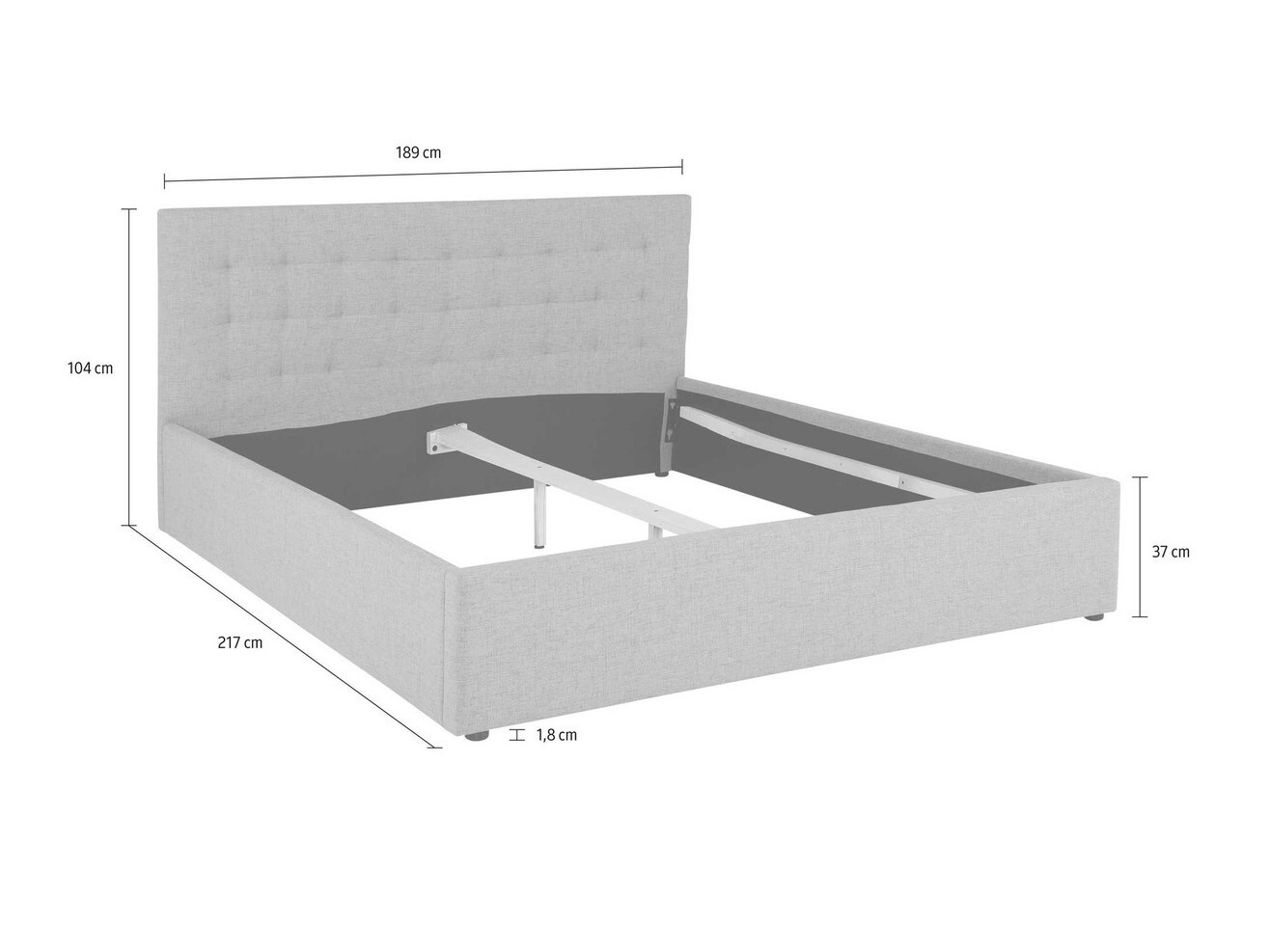 Κρεβάτι Denton 430 (Γκρι)