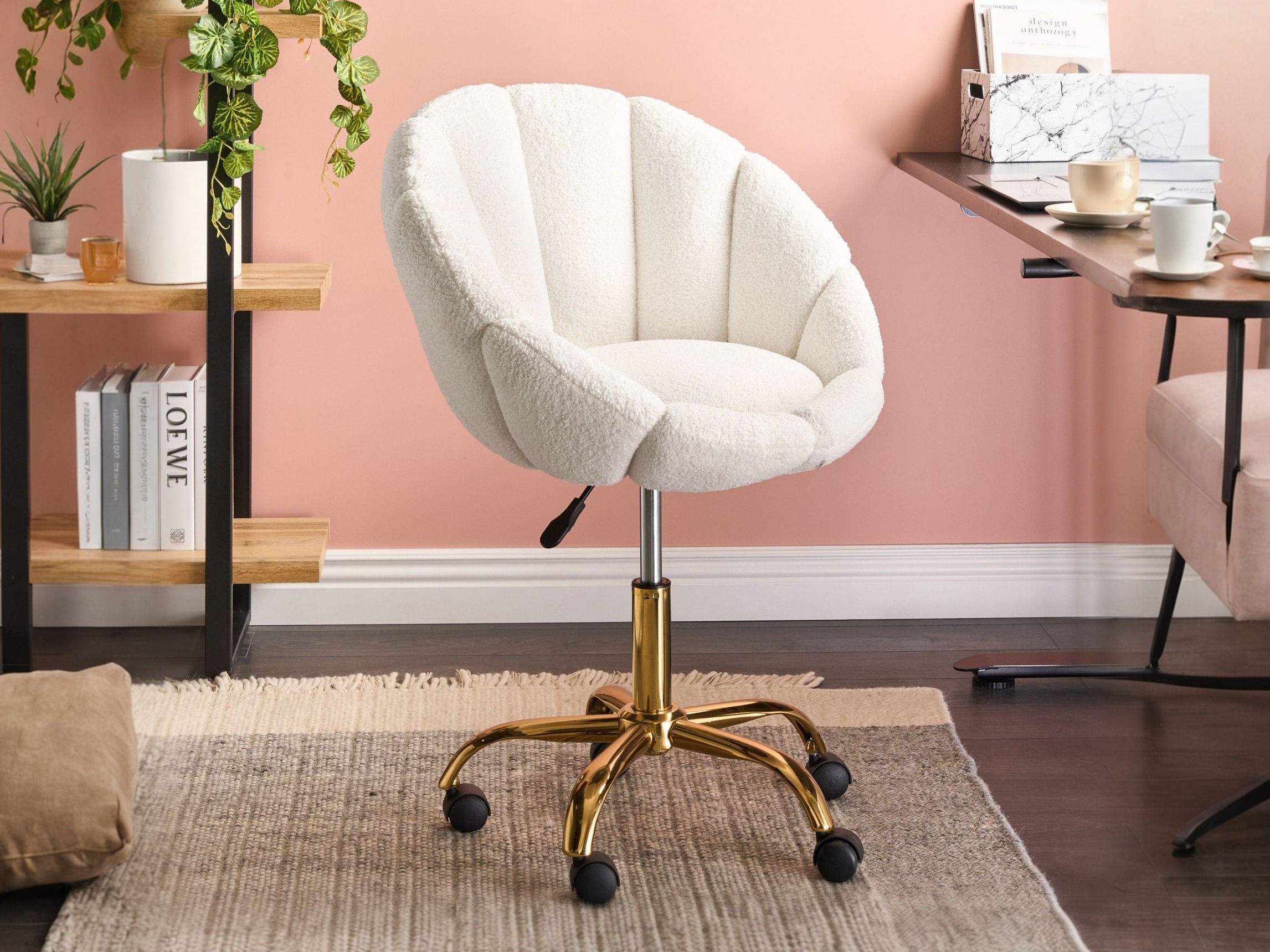 Office chair Berwyn 3384 (White + Golden)