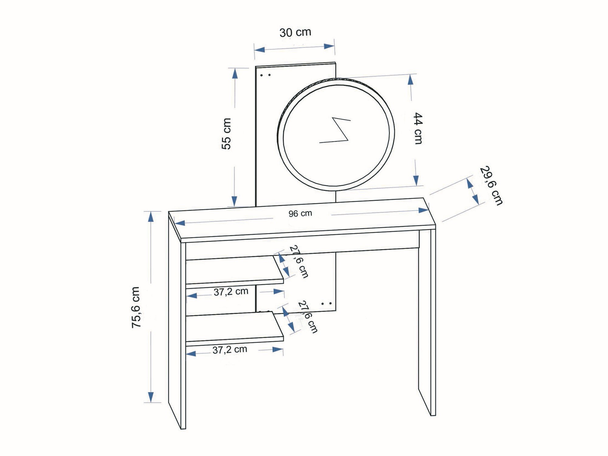 Dressing table Kailua 2833 (White + Oak)
