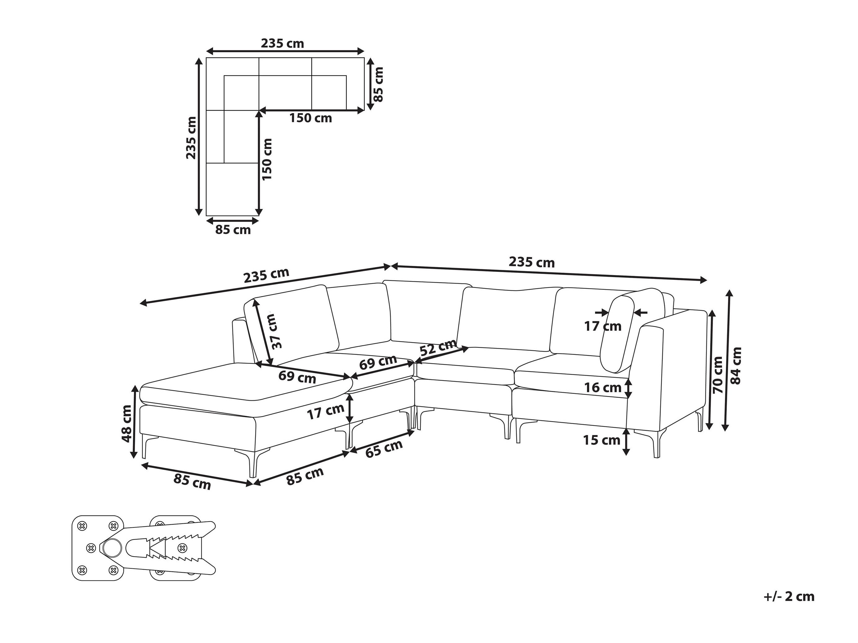Modular corner sofa Dorleve 106 (Grey)