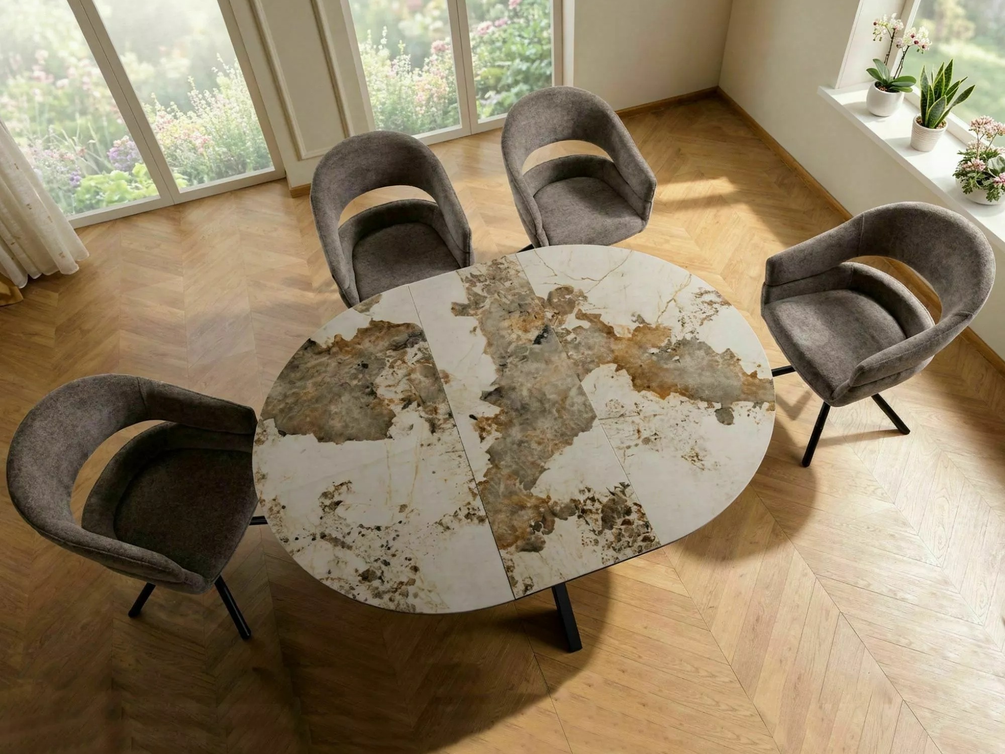 Τραπέζι Detroit 998 (Λευκό μάρμαρο + Μαύρο)