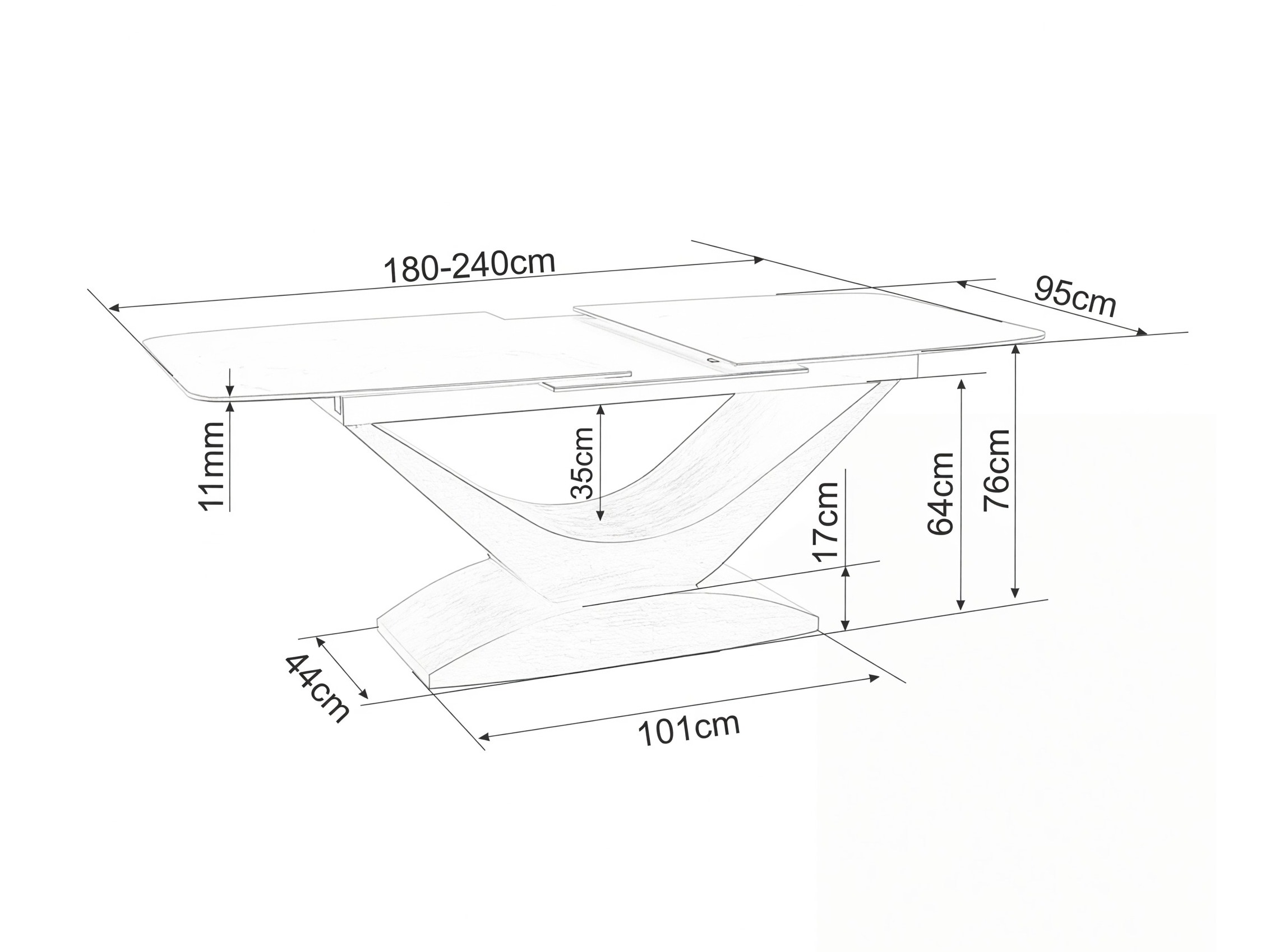 Table Detroit 1001 (Walnut + Grey marble)
