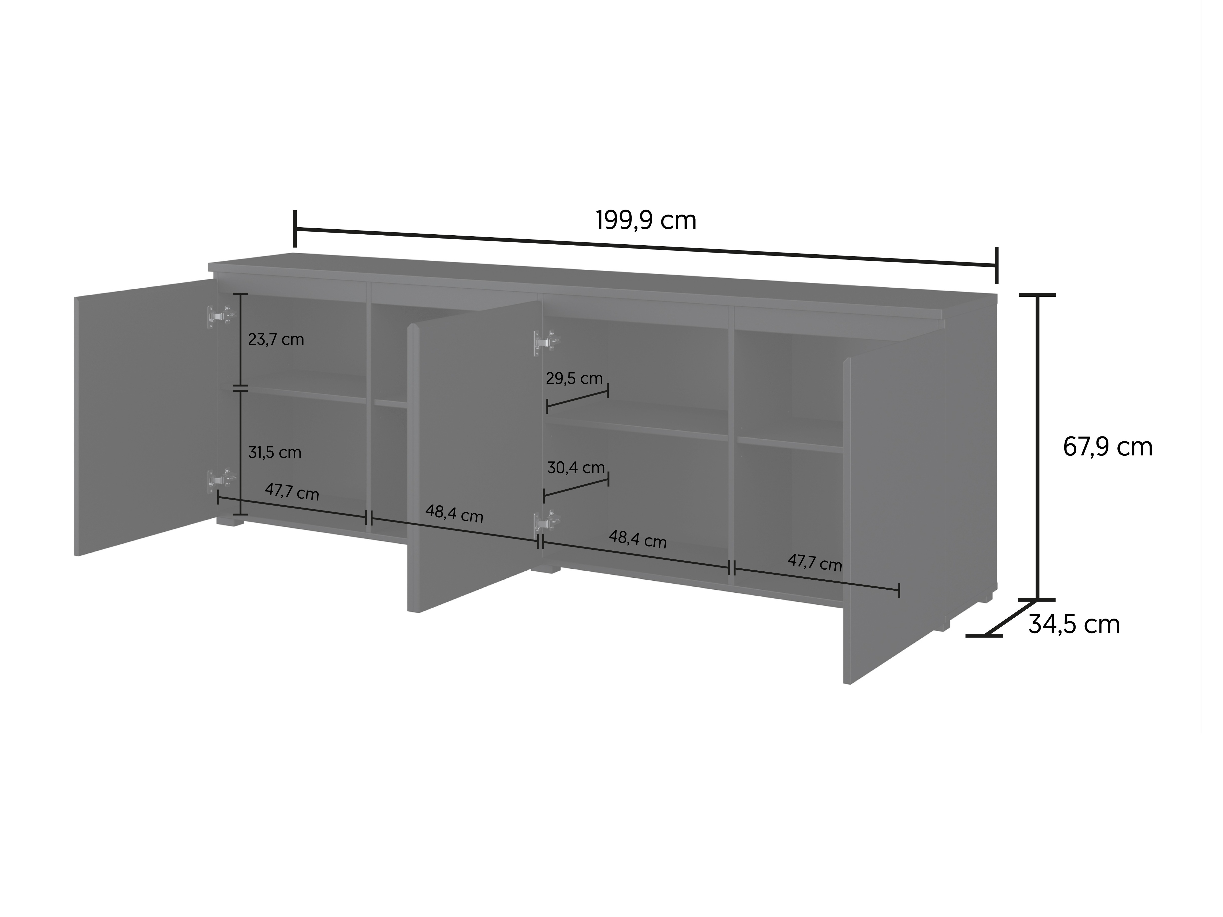 Μπουφέ Baletu 105 (Άσπρο + Δρυς)