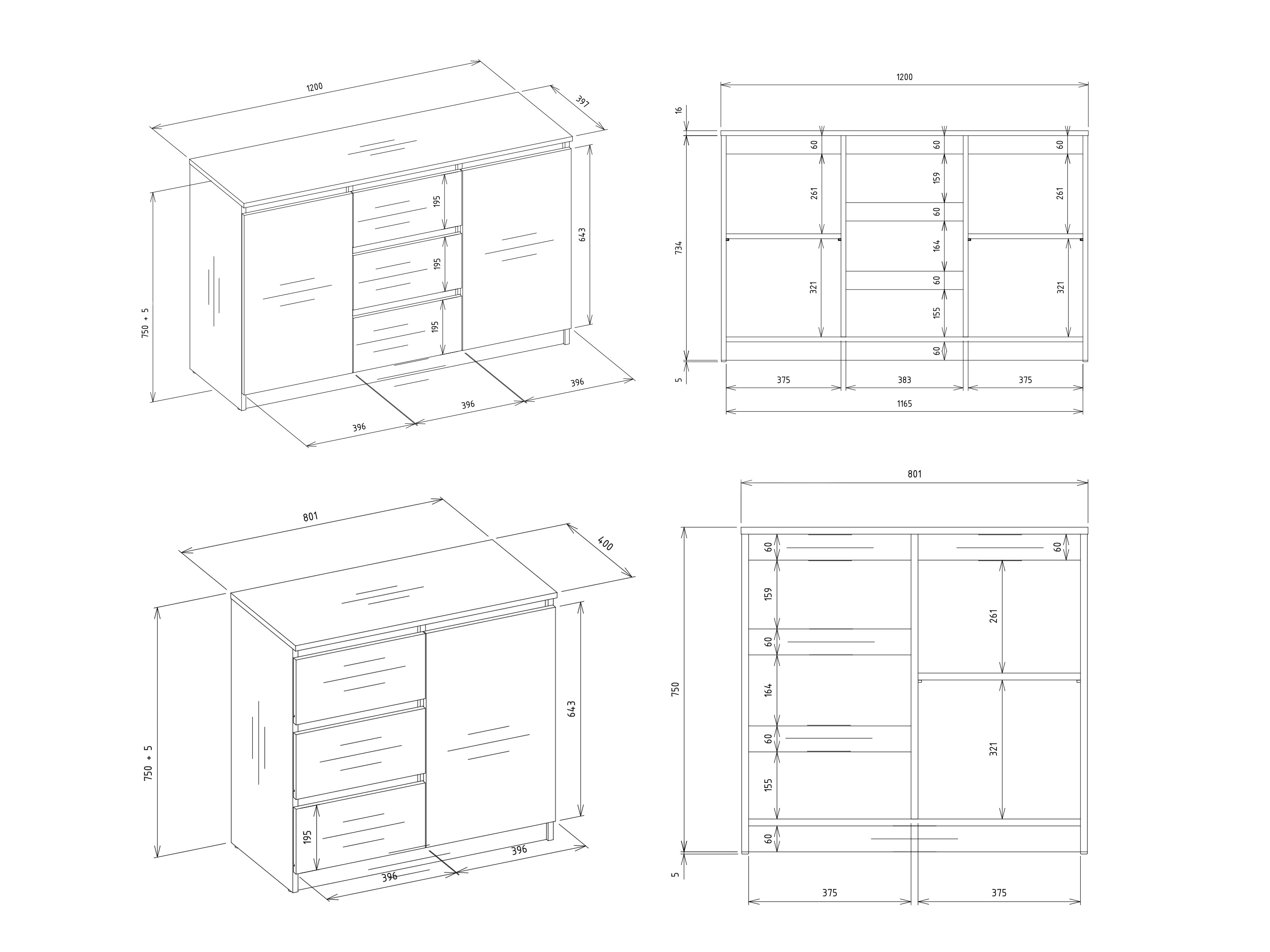 Συρταριέρα Elbvelu 109 (Ανθρακί + Artisan βελανιδιά)