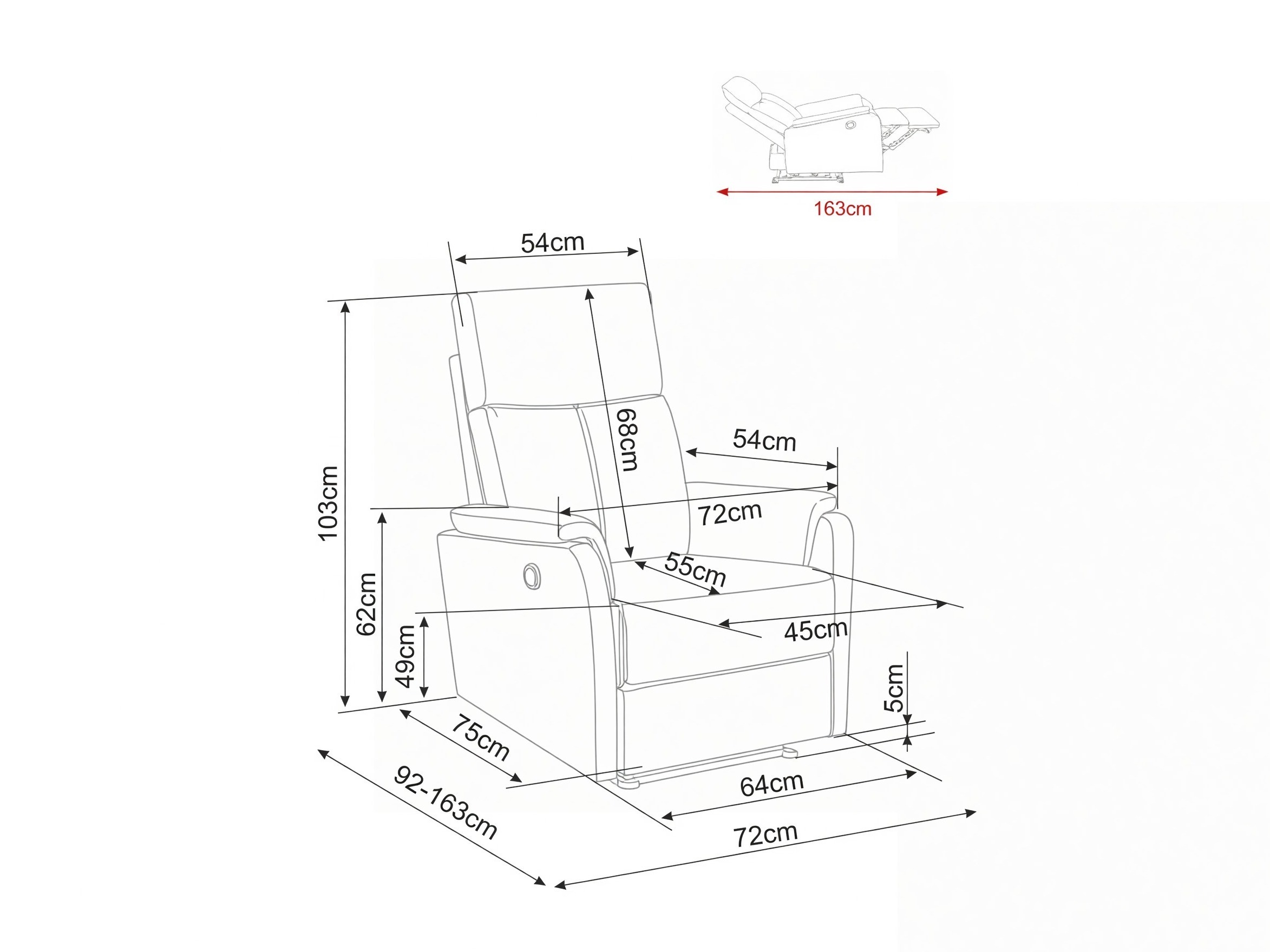 Ρυθμιζόμενη πολυθρόνα Detroit 1040 (Raven 07)