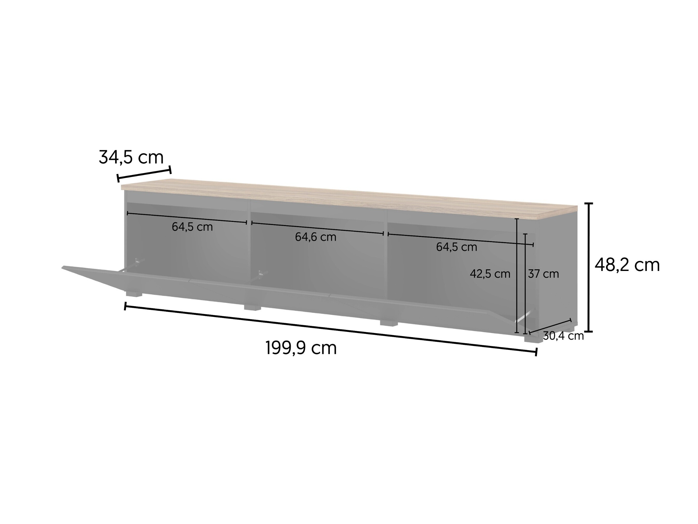 Σετ επίπλων σαλονιού Baletu 114 (Μαύρο + Δρυς)