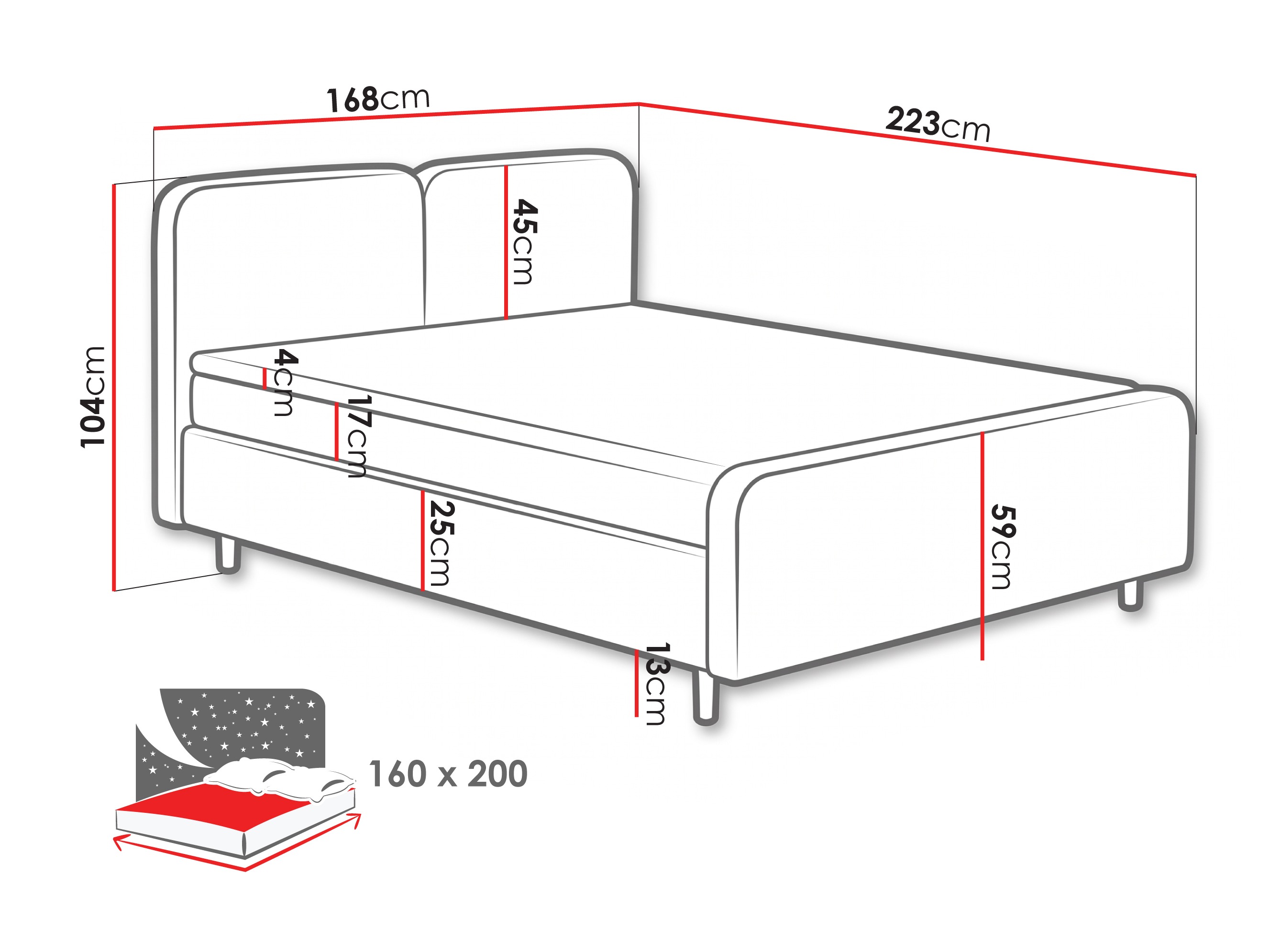 Κρεβάτι continental Margate 130 (Tilia 03)